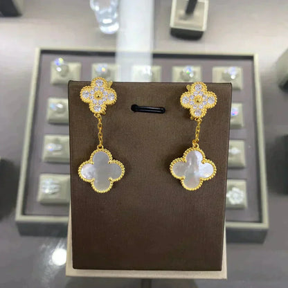 [：Polaidi Jewelry]CLOVER  2 MOTIFS  DIAMOND  EARRINGS (MULTIPLE CHOICESç´