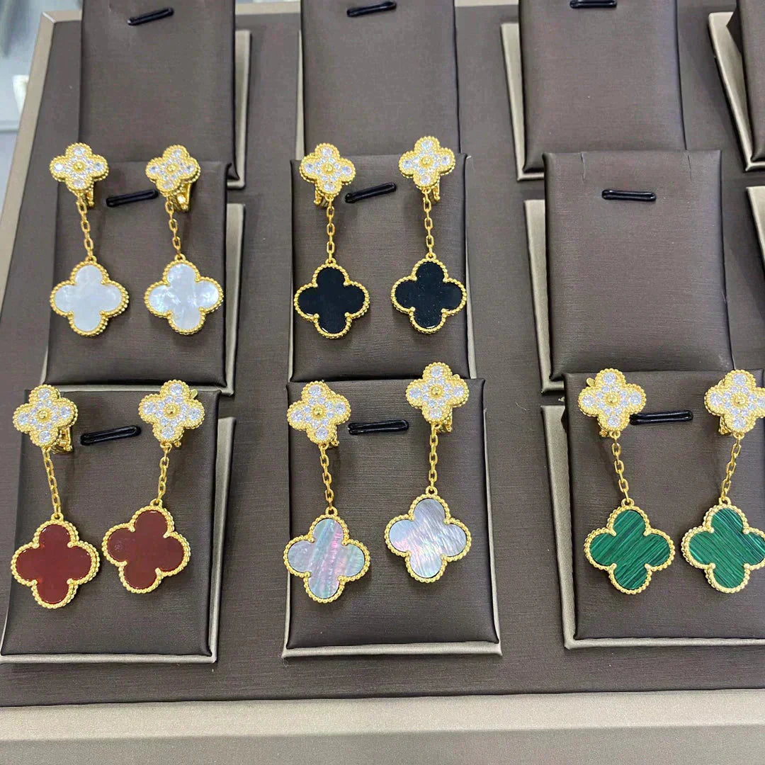 [Polaidi Jewelry]CLOVER  2 MOTIFS  DIAMOND  EARRINGS (MULTIPLE CHOICESç´