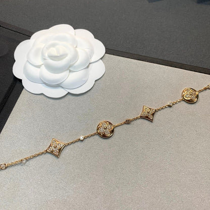 [Polaidi Jewelry]STAR AND SUN 4 MOTIFS GOLD DIAMONDS BRACELET