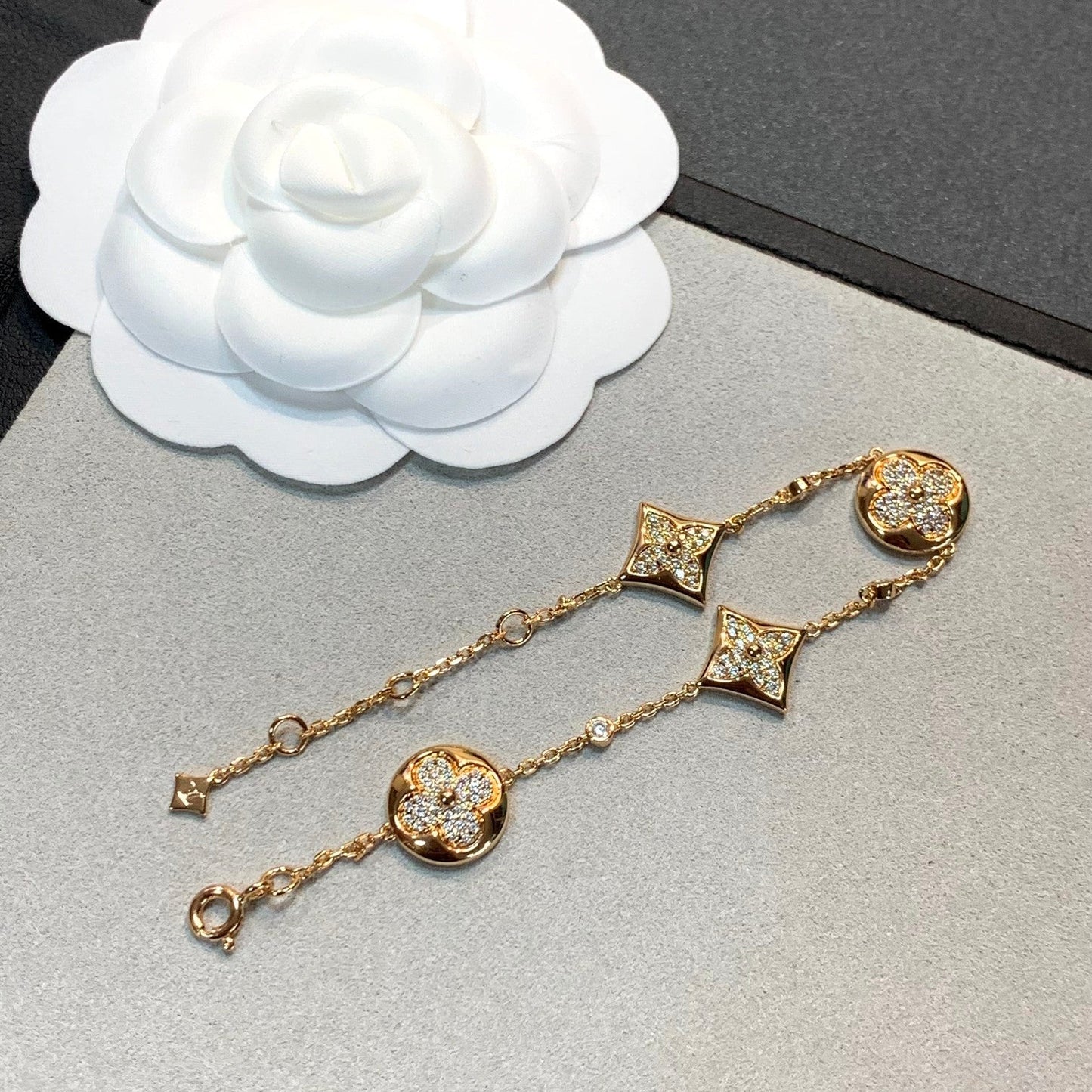 [Polaidi Jewelry]STAR AND SUN 4 MOTIFS GOLD DIAMONDS BRACELET