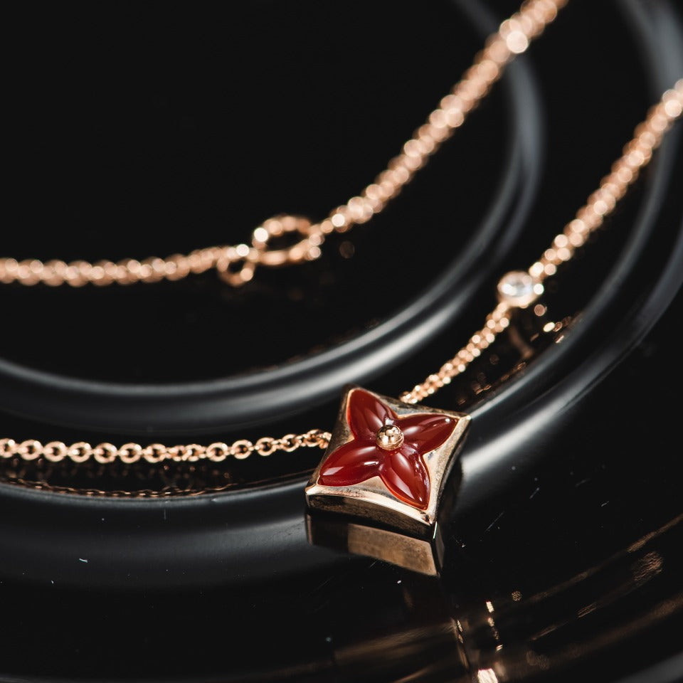 [Polaidi Jewelry]STAR NECKLACE PINK GOLD 1 DIAMOND