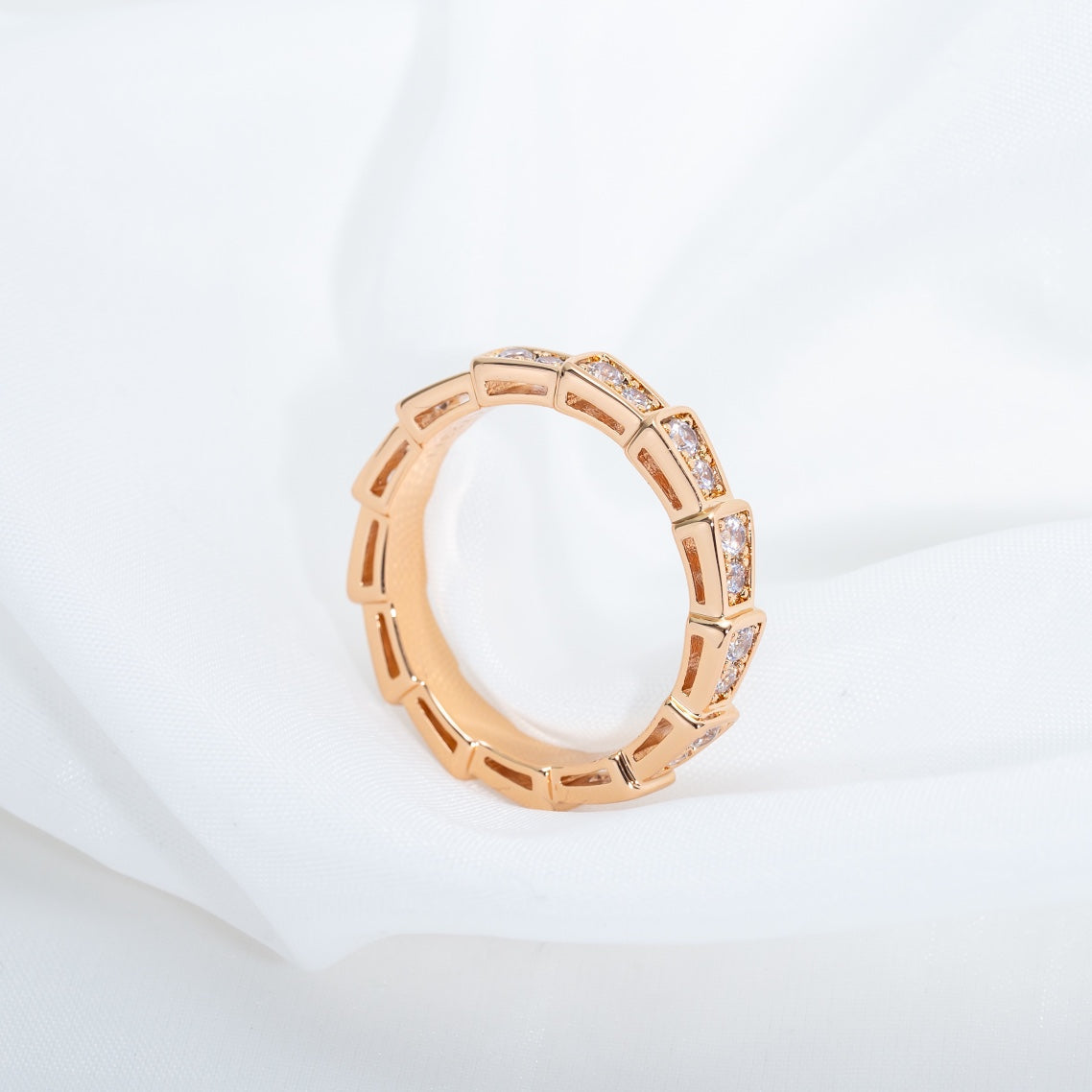 [Polaidi Jewelry]SERPENTI RING PINK GOLD DIAMOND PAVED 3MM