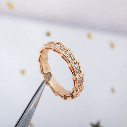 [Polaidi Jewelry]SERPENTI RING PINK GOLD DIAMOND PAVED 3MM
