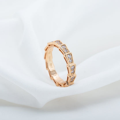 [Polaidi Jewelry]SERPENTI RING PINK GOLD DIAMOND PAVED 3MM