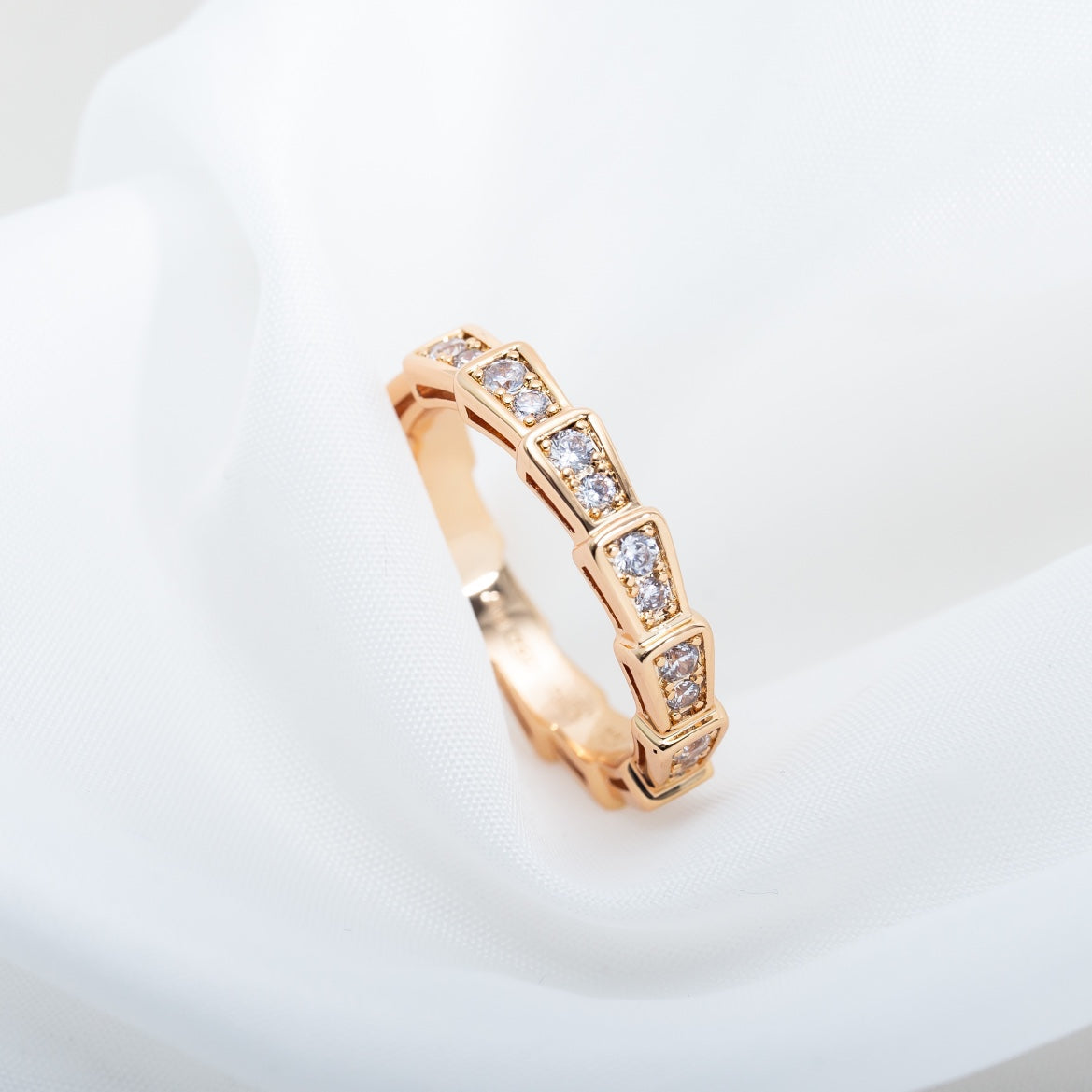 [Polaidi Jewelry]SERPENTI RING PINK GOLD DIAMOND PAVED 3MM