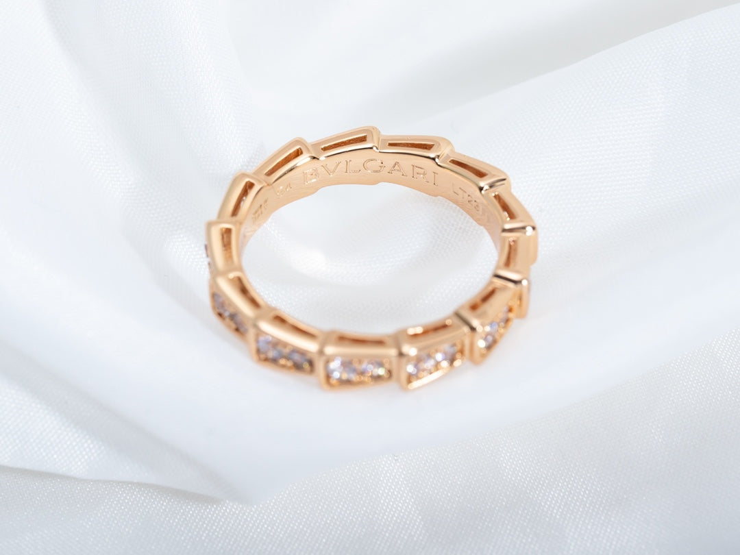[Polaidi Jewelry]SERPENTI RING PINK GOLD DIAMOND PAVED 3MM