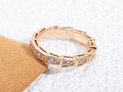 [Polaidi Jewelry]SERPENTI RING PINK GOLD DIAMOND PAVED 3MM