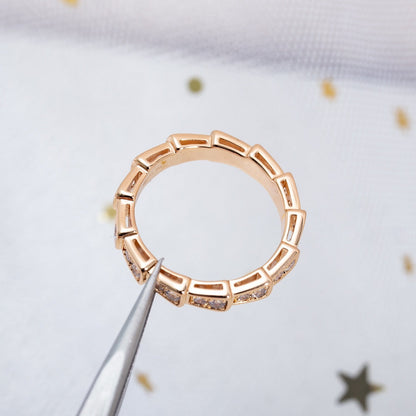 [Polaidi Jewelry]SERPENTI RING PINK GOLD DIAMOND PAVED 3MM