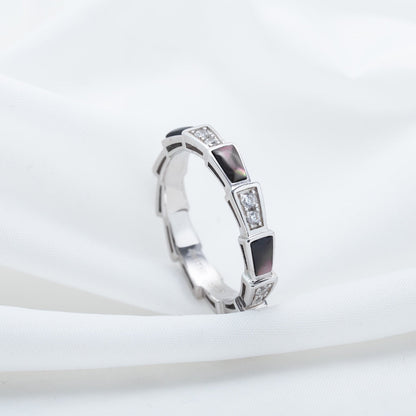 [Polaidi Jewelry]SERPENTI RING SILVER  DIAMOND BLACK MOP 3MM
