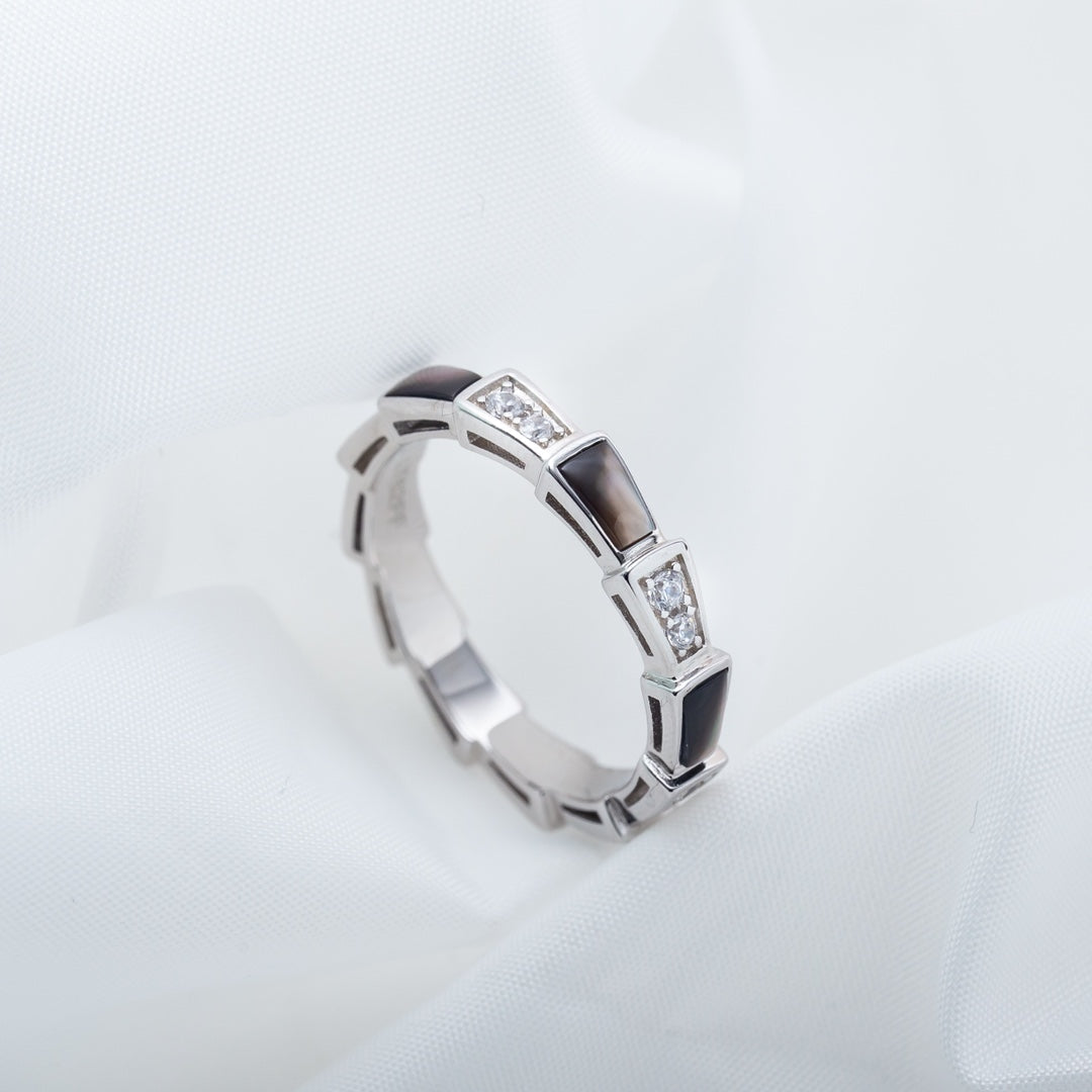 [Polaidi Jewelry]SERPENTI RING SILVER  DIAMOND BLACK MOP 3MM
