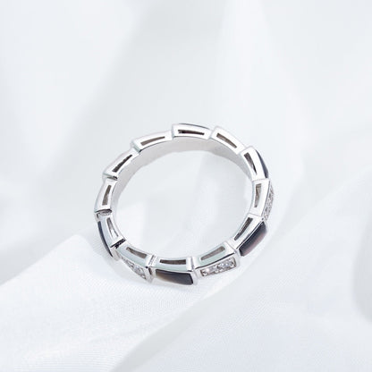 [Polaidi Jewelry]SERPENTI RING SILVER  DIAMOND BLACK MOP 3MM