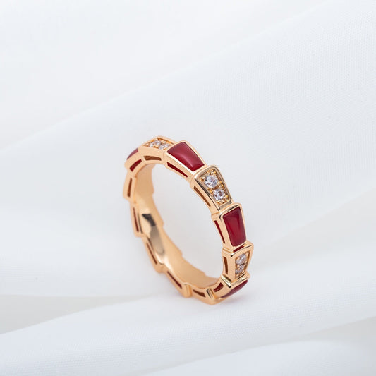 [Polaidi Jewelry]SERPENTI RING PINK GOLD CARNELIAN DIAMOND 3MM