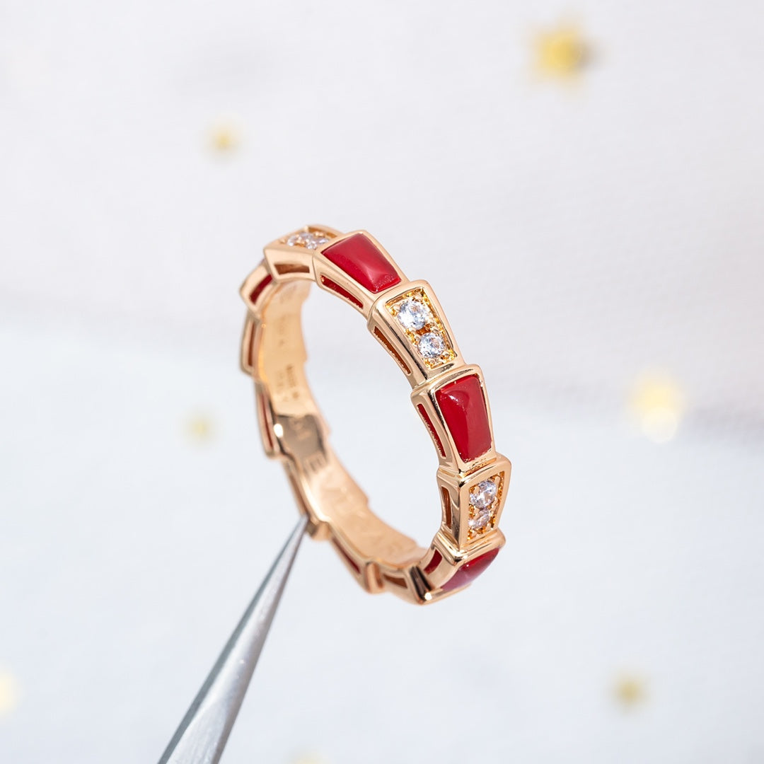 [Polaidi Jewelry]SERPENTI RING PINK GOLD CARNELIAN DIAMOND 3MM