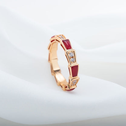 [Polaidi Jewelry]SERPENTI RING PINK GOLD CARNELIAN DIAMOND 3MM