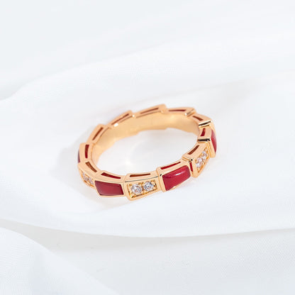 [Polaidi Jewelry]SERPENTI RING PINK GOLD CARNELIAN DIAMOND 3MM