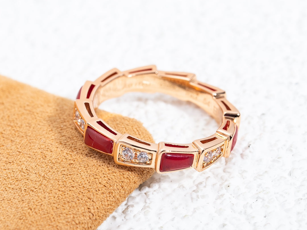 [Polaidi Jewelry]SERPENTI RING PINK GOLD CARNELIAN DIAMOND 3MM