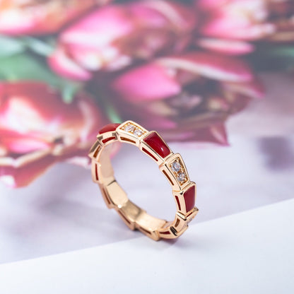 [Polaidi Jewelry]SERPENTI RING PINK GOLD CARNELIAN DIAMOND 3MM