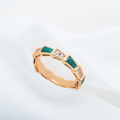 [Polaidi Jewelry]SERPENTI RING PINK GOLD MALACHITE DIAMOND 3MM