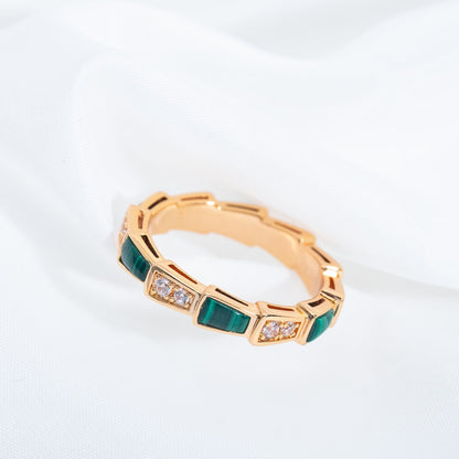 [Polaidi Jewelry]SERPENTI RING PINK GOLD MALACHITE DIAMOND 3MM
