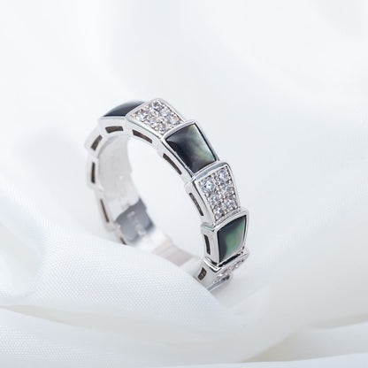 [Polaidi Jewelry]SERPENTI RING SILVER DIAMOND BLACK MOP 4MM