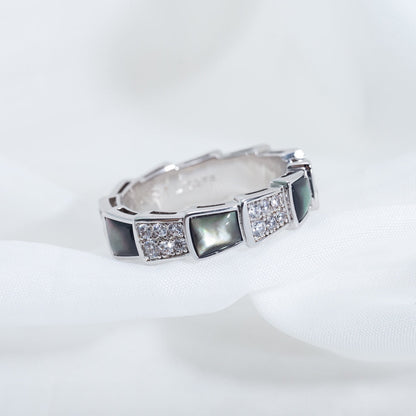 [Polaidi Jewelry]SERPENTI RING SILVER DIAMOND BLACK MOP 4MM