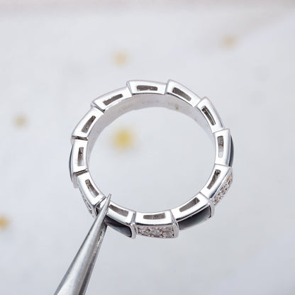 [Polaidi Jewelry]SERPENTI RING SILVER DIAMOND BLACK MOP 4MM