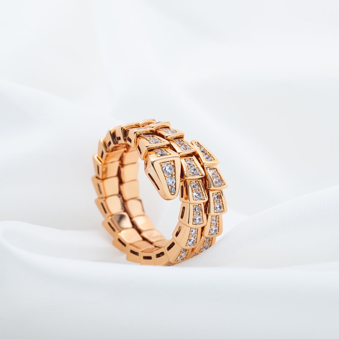 [Polaidi Jewelry]SERPENTI RING PINK GOLD DIAMOND DOUBLE ROW