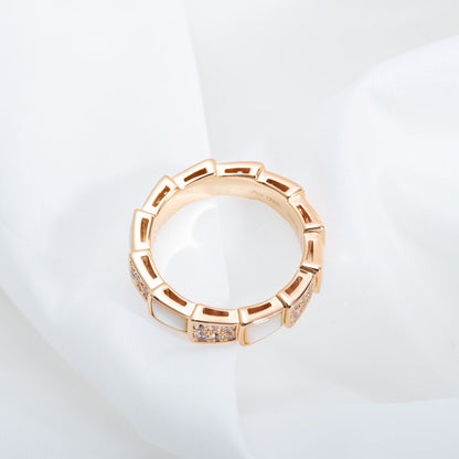 [Polaidi Jewelry]SERPENTI RING PINK GOLD MOP DIAMOND PAVED 4MM
