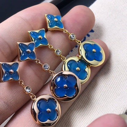 [Polaidi Jewelry]STAR AND SUN AGATE DIAMOND EARRINGS