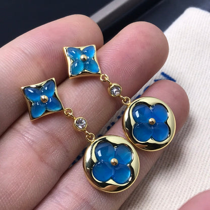 [Polaidi Jewelry]STAR AND SUN AGATE DIAMOND EARRINGS