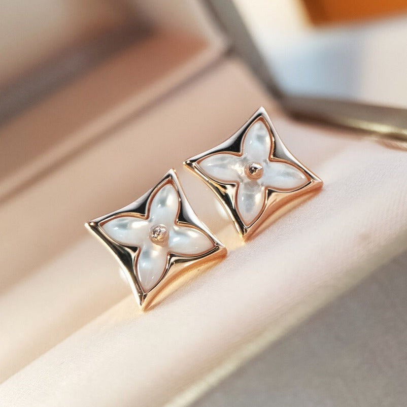 [Polaidi Jewelry]STAR MOP PINK GOLD EARRINGS
