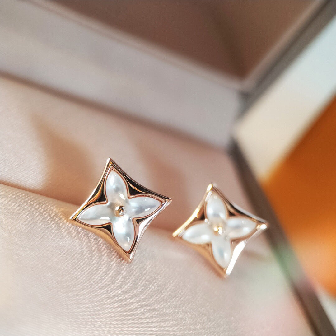[：Polaidi Jewelry]STAR MOP PINK GOLD EARRINGS