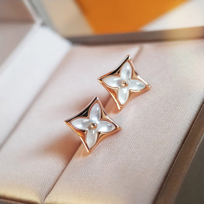 [Polaidi Jewelry]STAR MOP PINK GOLD EARRINGS