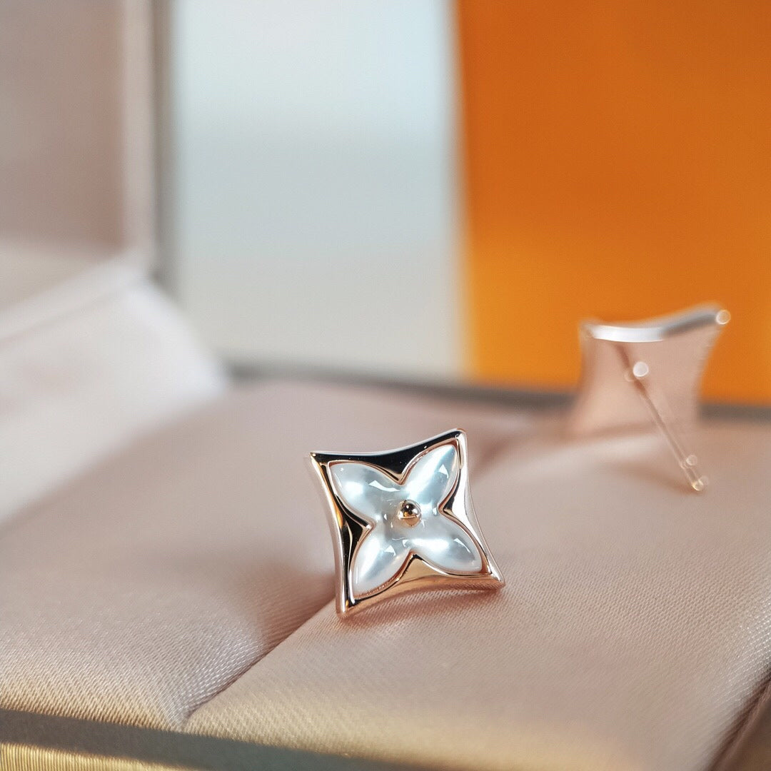 [：Polaidi Jewelry]STAR MOP PINK GOLD EARRINGS