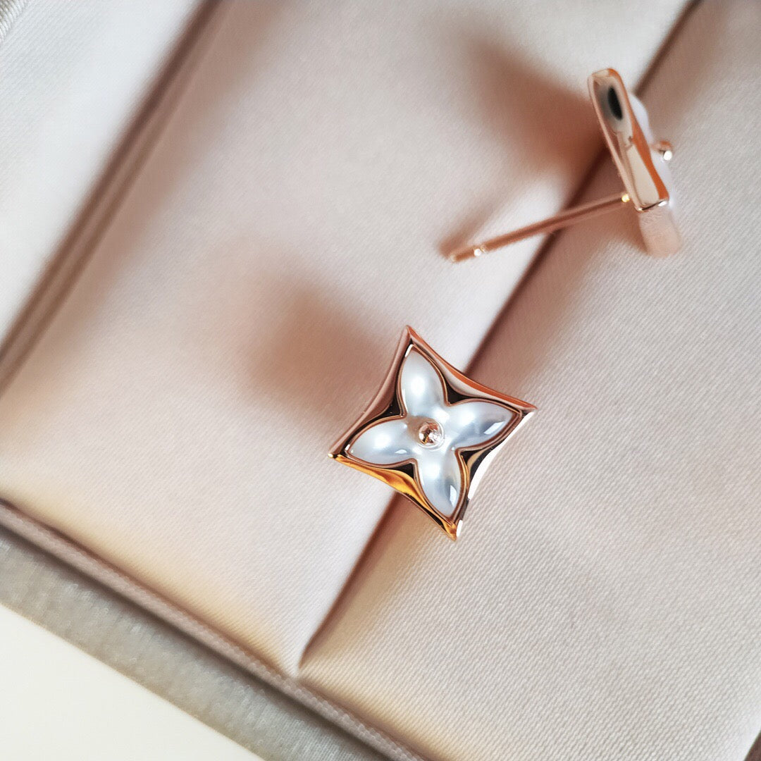 [Polaidi Jewelry]STAR MOP PINK GOLD EARRINGS