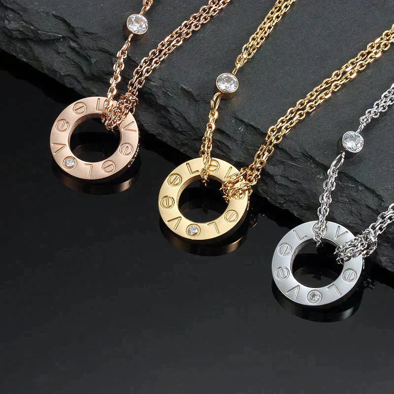 [Polaidi Jewelry]LOVE NECKLACE 16MM 2 DIAMONDS