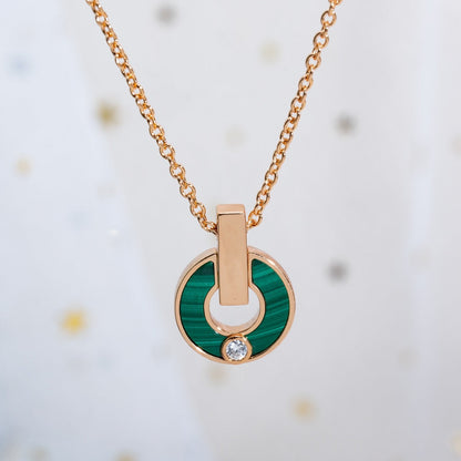 [Polaidi Jewelry]GARI NECKLACE PINK GOLD MALACHITE