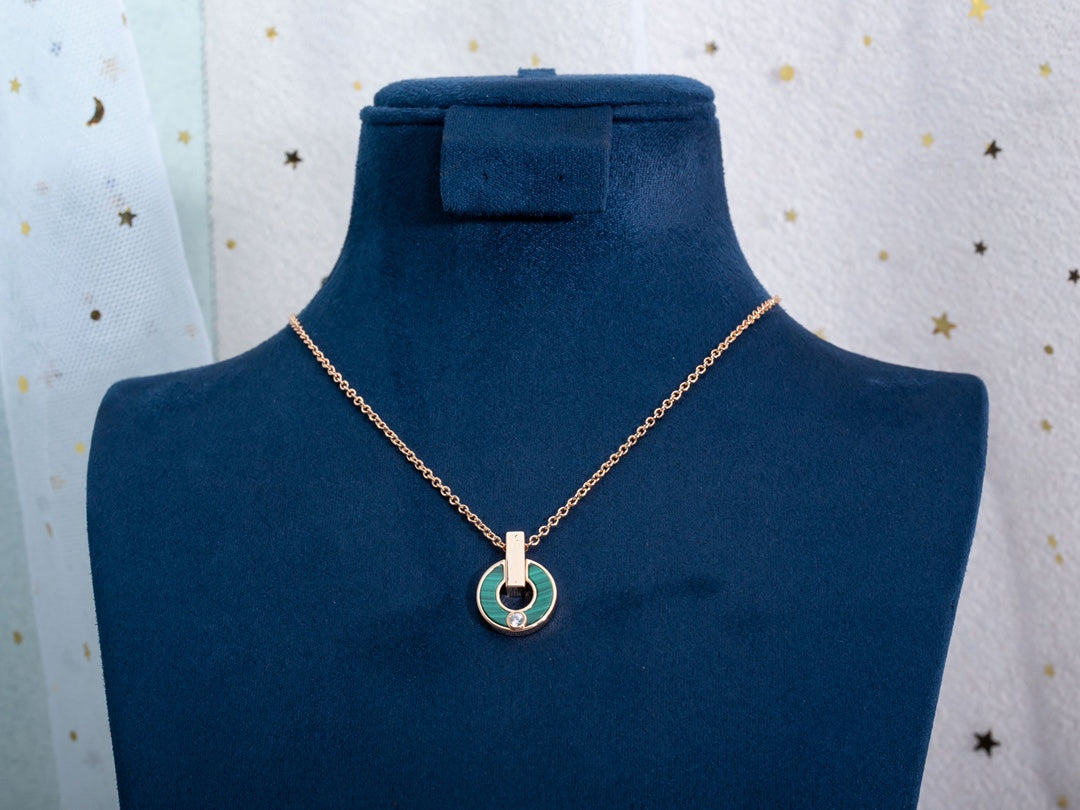 [Polaidi Jewelry]GARI NECKLACE PINK GOLD MALACHITE