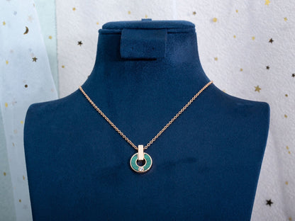 [Polaidi Jewelry]GARI NECKLACE PINK GOLD MALACHITE