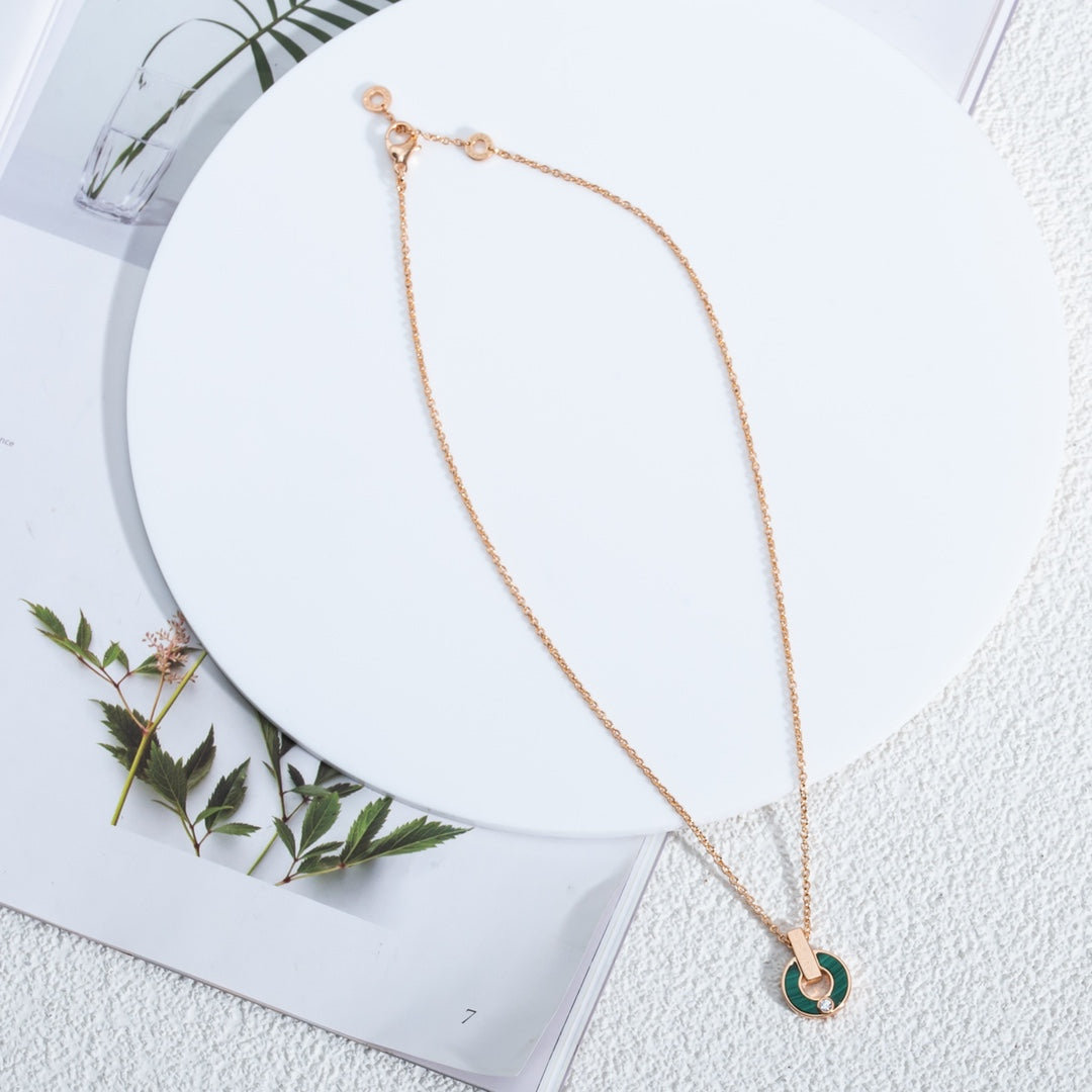 [Polaidi Jewelry]GARI NECKLACE PINK GOLD MALACHITE