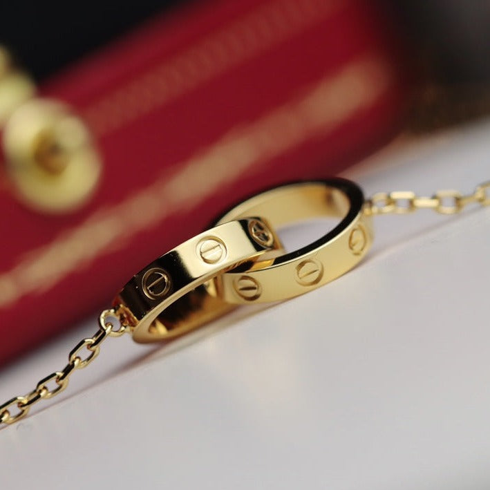 [：Polaidi Jewelry]LOVE NECKLACE DOUBLE RING GOLD