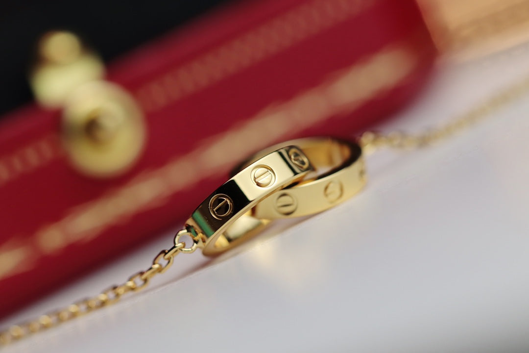 [：Polaidi Jewelry]LOVE NECKLACE DOUBLE RING GOLD