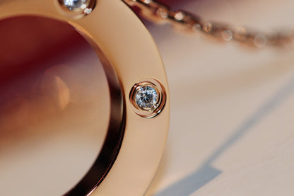 [Polaidi Jewelry]LOVE NECKLACE 16MM 6 DIAMONDS PINK GOLD