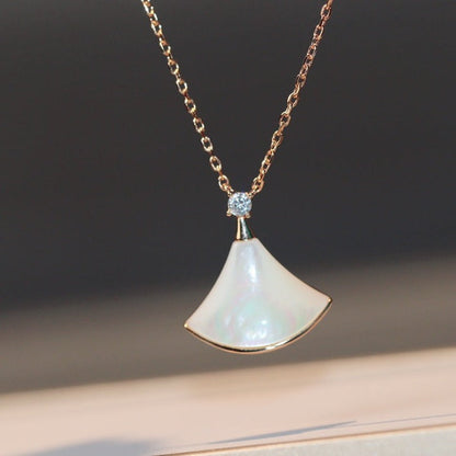[Polaidi Jewelry]DREAM NECKLACE WHITE MOP PINK GOLD 1 DIAMOND
