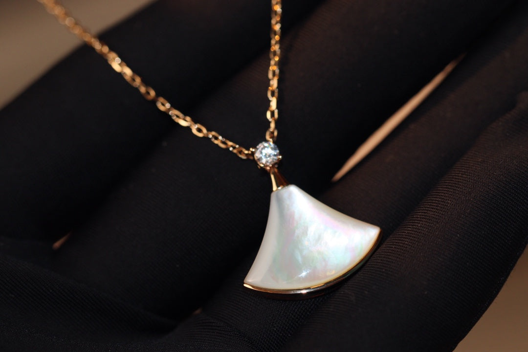 [Polaidi Jewelry]DREAM NECKLACE WHITE MOP PINK GOLD 1 DIAMOND