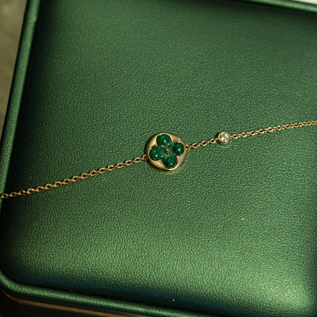 [：Polaidi Jewelry]SUN MALACHITE 1 DIAMOND PINK GOLD BRACELET