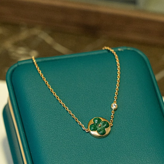 [Polaidi Jewelry]SUN MALACHITE 1 DIAMOND PINK GOLD BRACELET