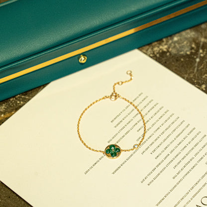 [Polaidi Jewelry]SUN MALACHITE 1 DIAMOND PINK GOLD BRACELET
