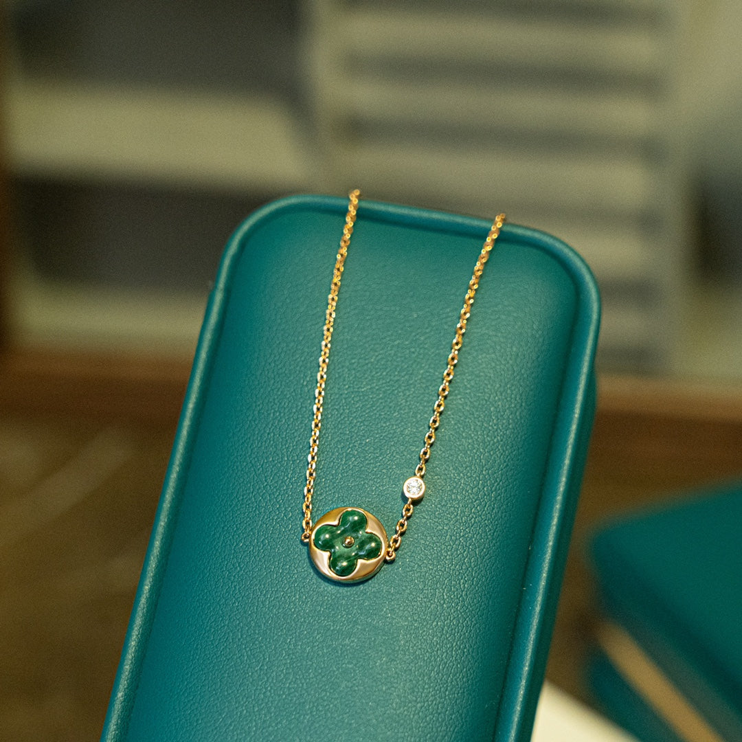 [Polaidi Jewelry]SUN MALACHITE 1 DIAMOND PINK GOLD BRACELET
