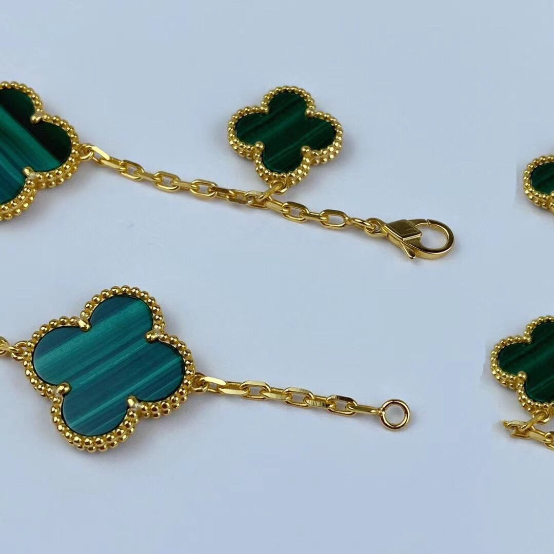 [：Polaidi Jewelry]MAGIC CLOVER MALACHITE GOLD BRACELET 5 MOTIFS